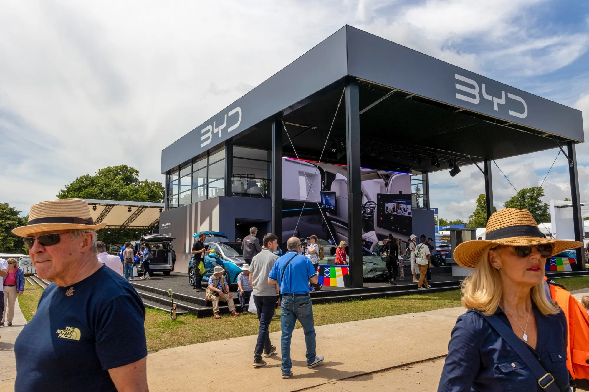 The BYD stand at the Goodwood Festival of Speed in Goodwood, UK, in July. Chinese carmakers&nbsp;flocked to the motorsports festival&nbsp;in a bid to broaden their appeal to European consumers after their initial growth in the market slowed.