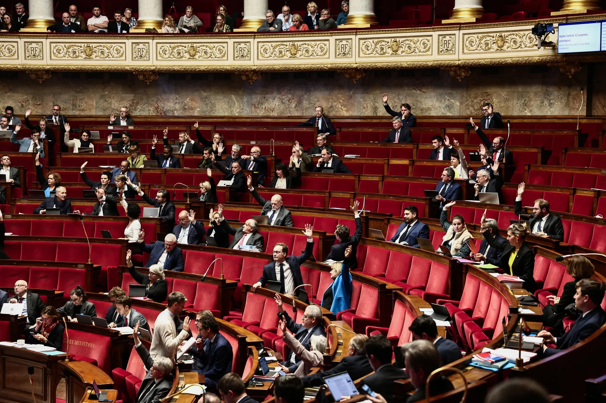 MPs vote&nbsp;during the debate and review of the 2026 State Budget at the French National Assembly,&nbsp;in Paris, on Oct. 29