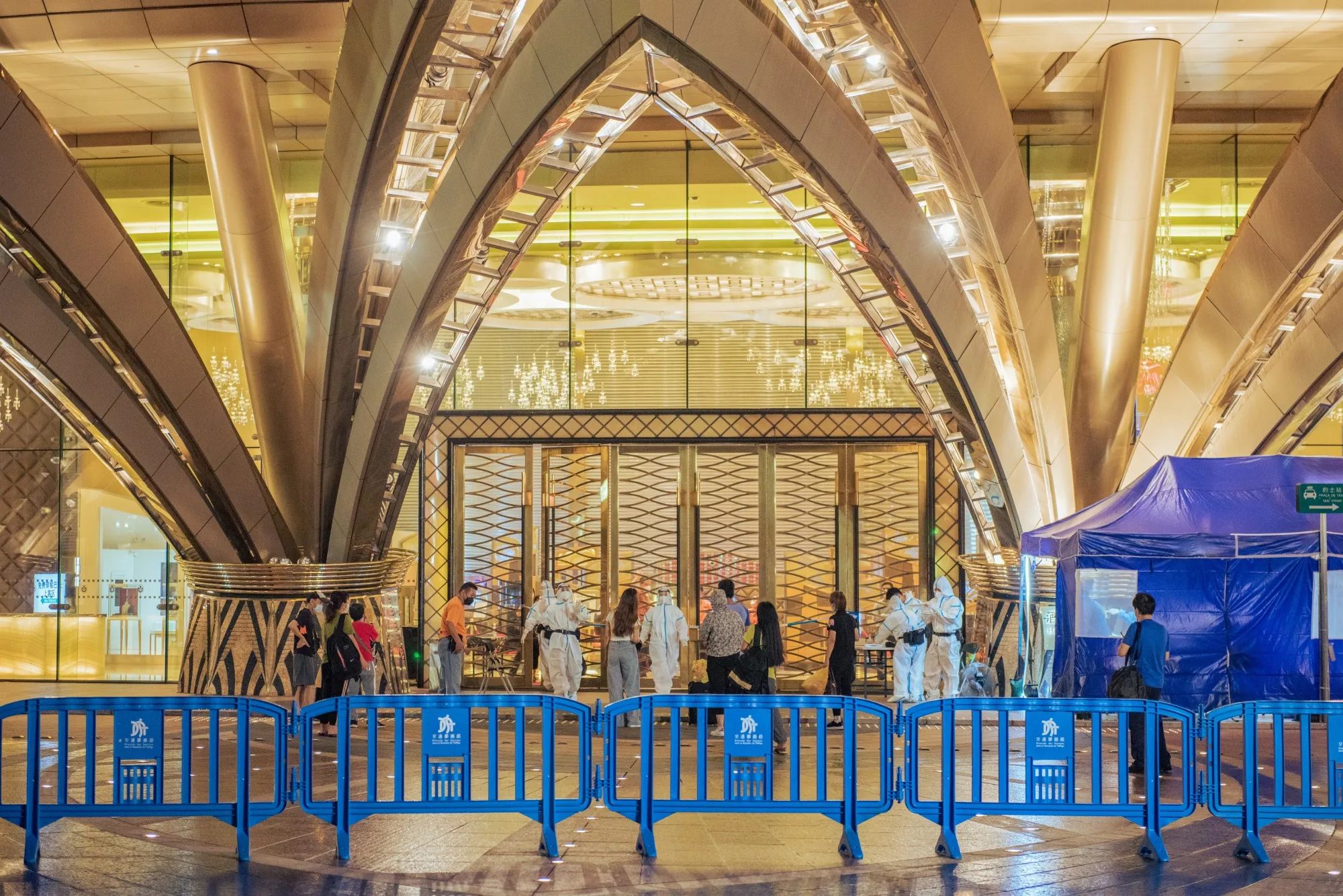 Grand Lisboa Hotel in Macau under lockdown after Covid-19 cases were found there, on July 6.