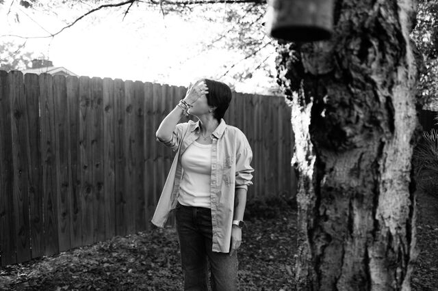 Kosareva outside in her backyard. 
