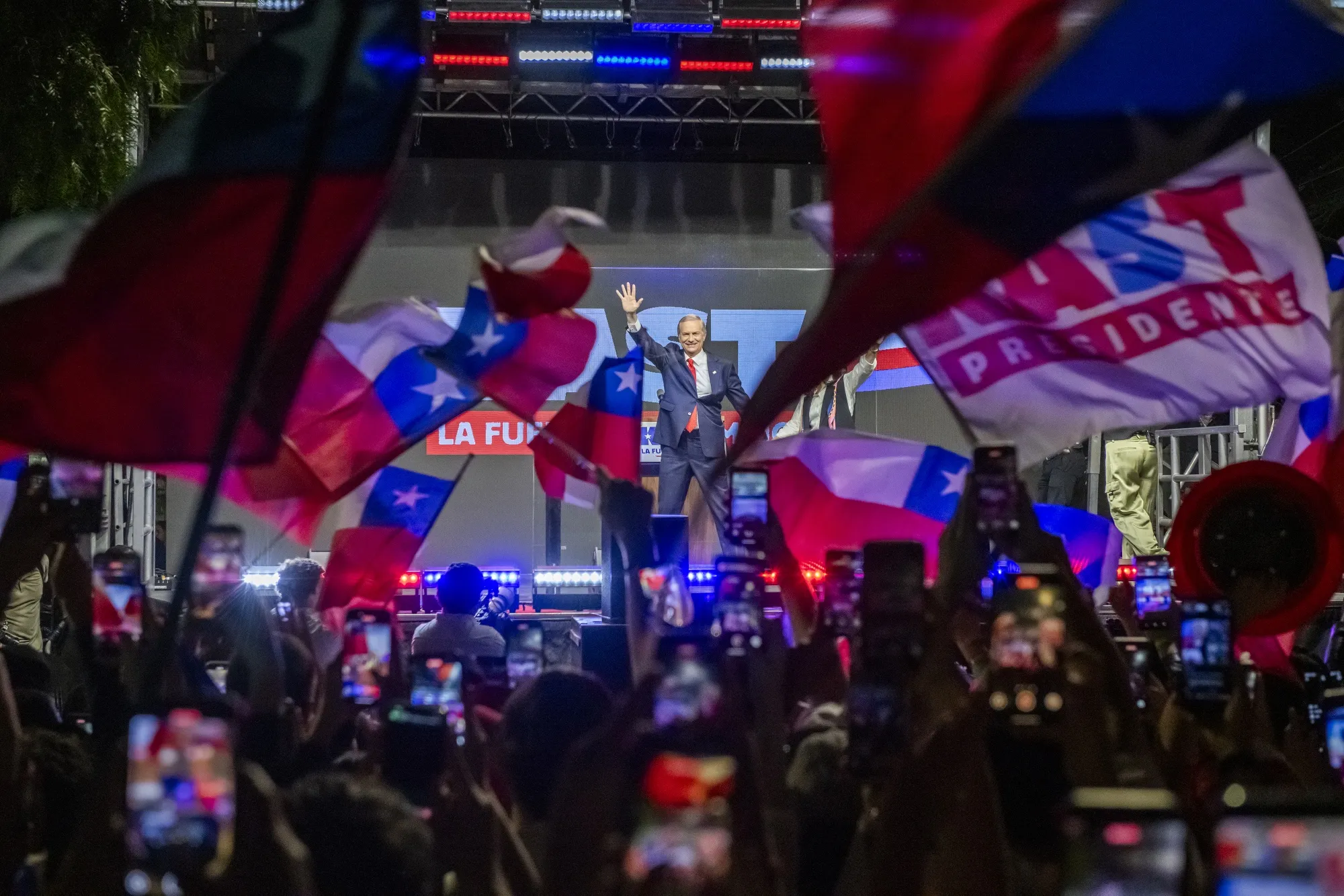 Jose Antonio Kast during an election night rally in Santiago on Nov. 16.
