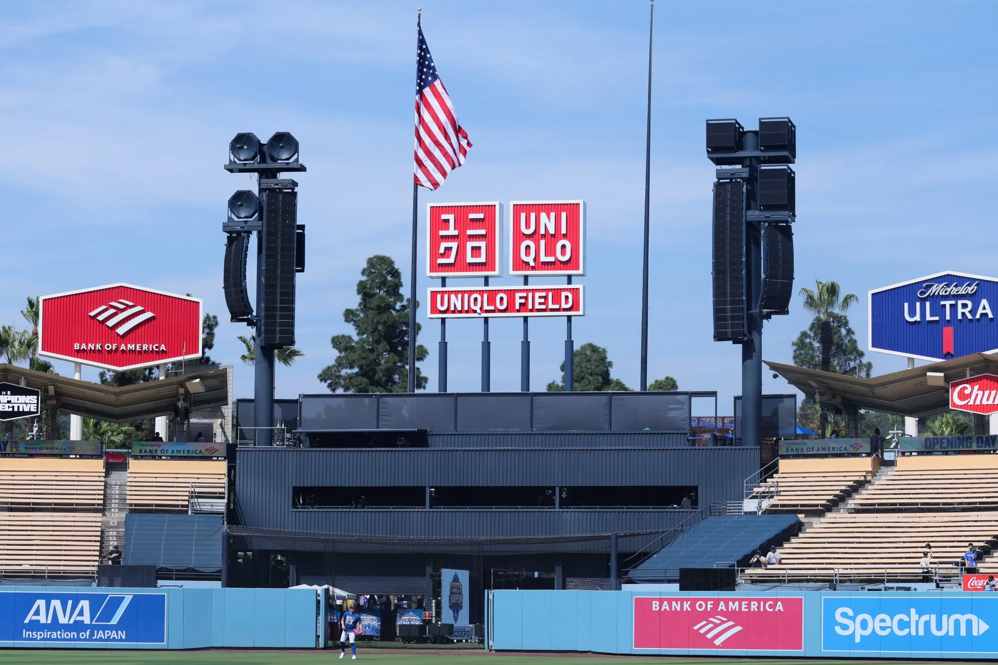 Uniqlo signage inside Dodger Stadium.