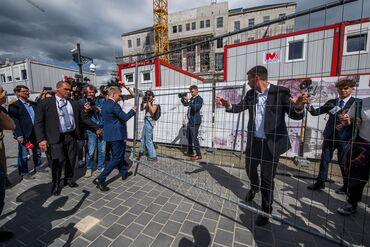Peter Magyar helps remove a fence around&nbsp;Carmelite Monastery in Budapest, on May 15.