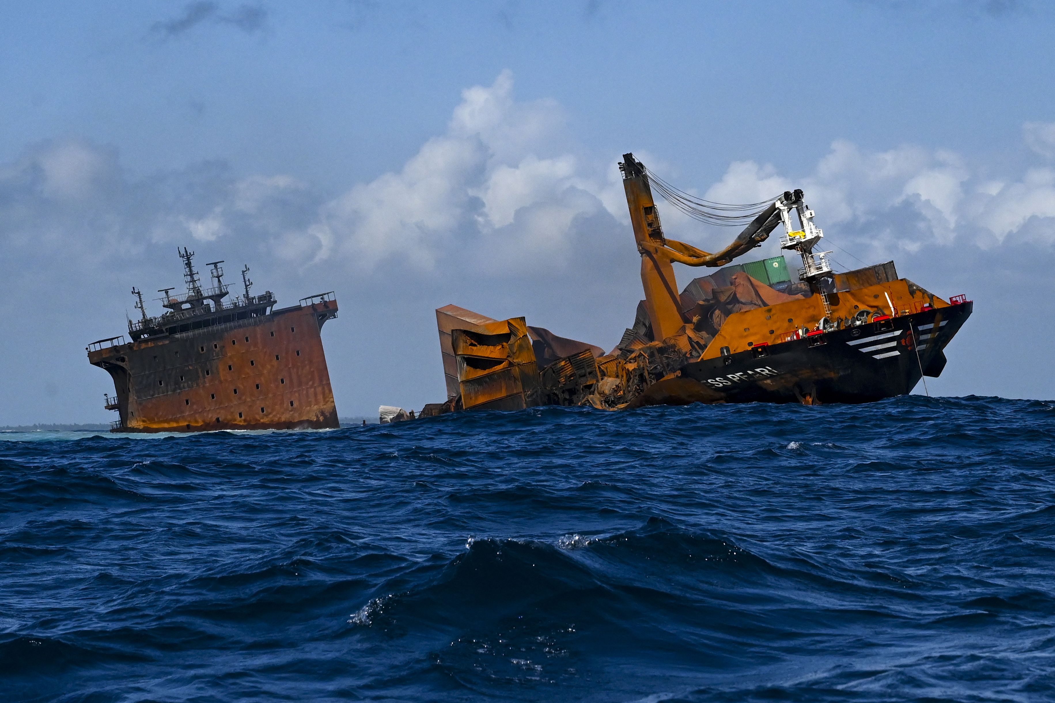 The MV X-Press Pearl being towed away from the coast of Colombo on June 2.