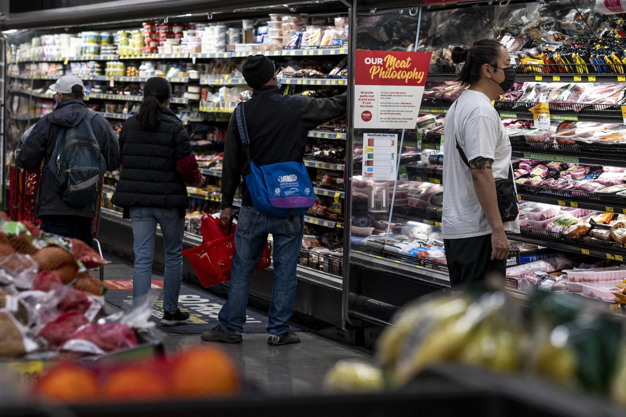 Shoppers inside a grocery store in San Francisco, California.