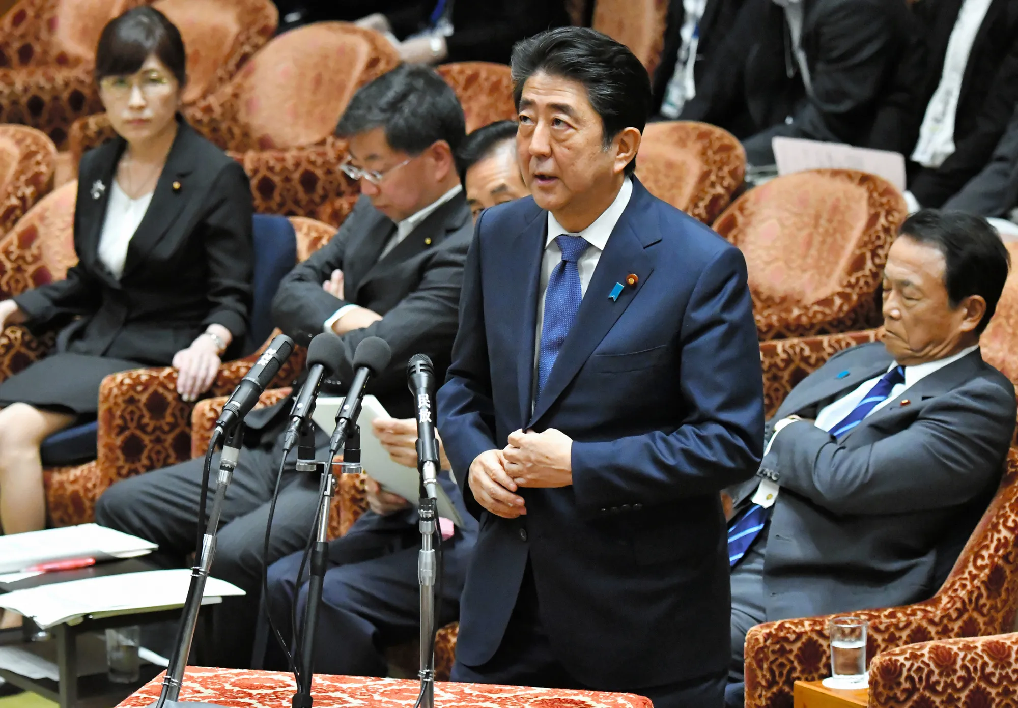 Shinzo Abe responds to questions during the Lower House Budget Committee in Tokyo, Japan, on July 24, 2017.
