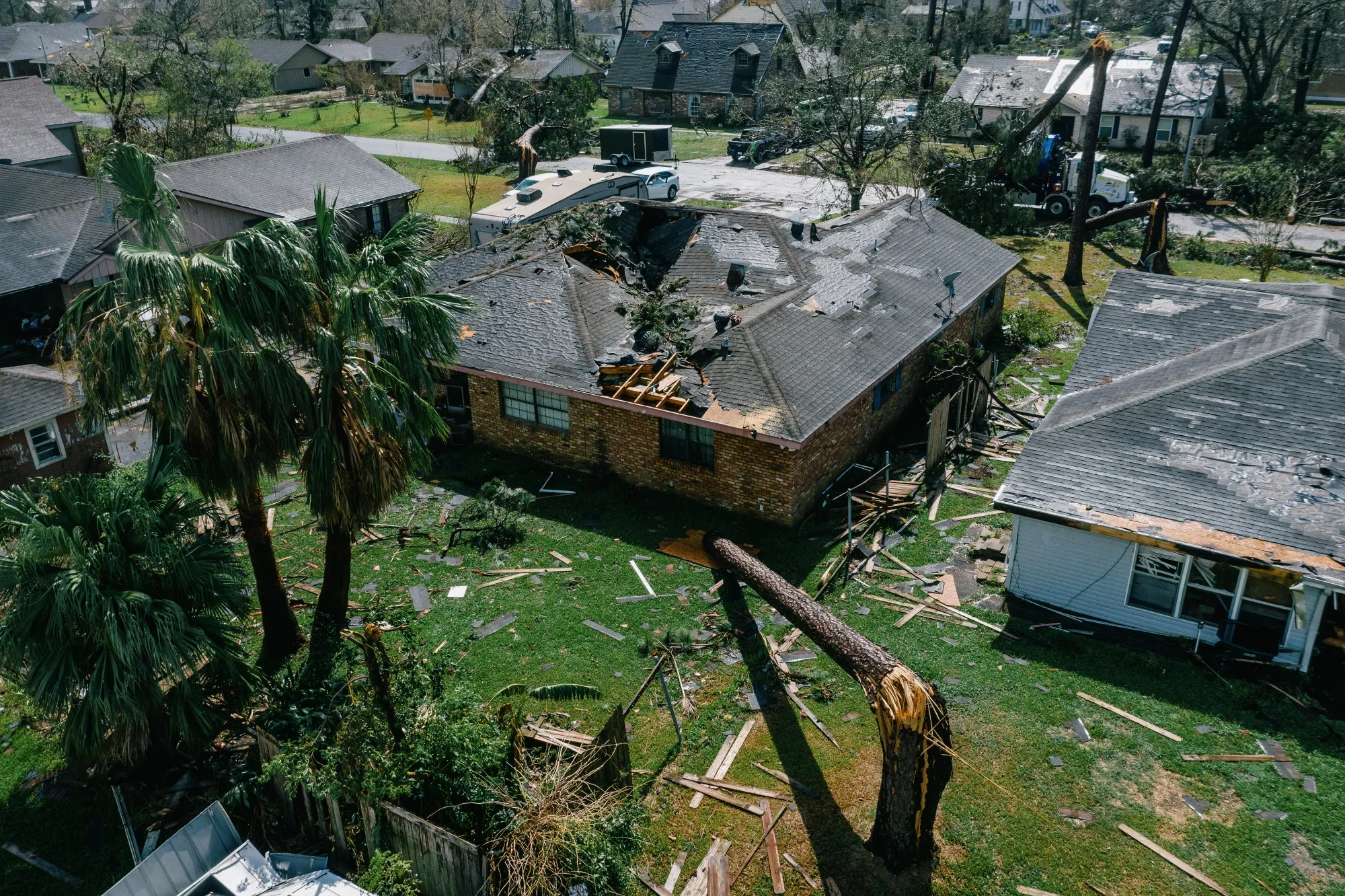 Damaged homes after Hurricane Laura made landfall in&nbsp;Lake Charles, Louisiana.