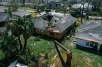 Damaged homes after Hurricane Laura made landfall in Lake Charles, Louisiana.