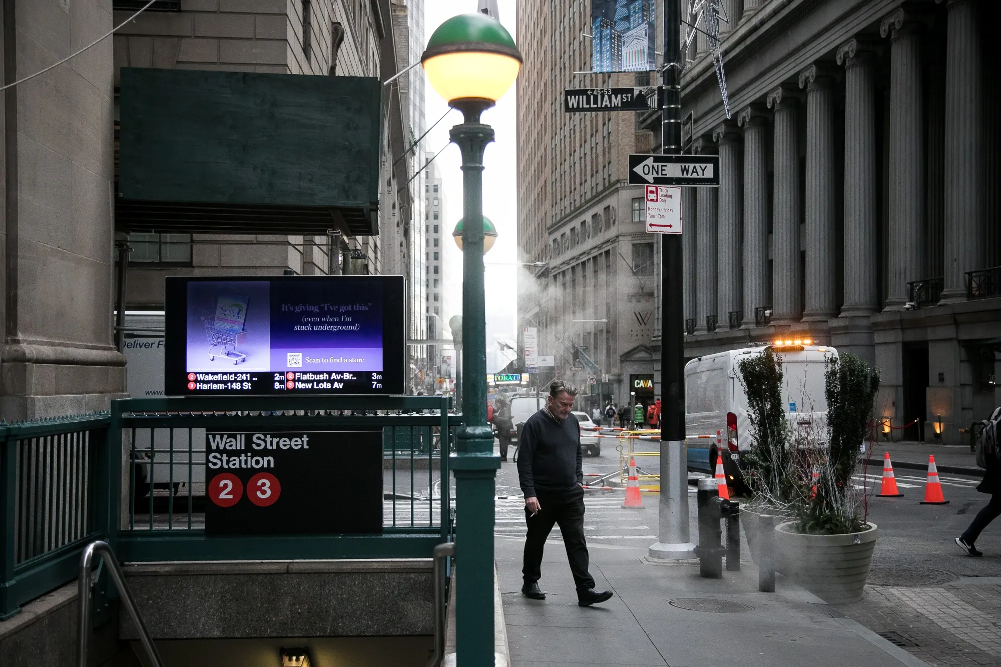 Wall Street near the New York Stock Exchange.