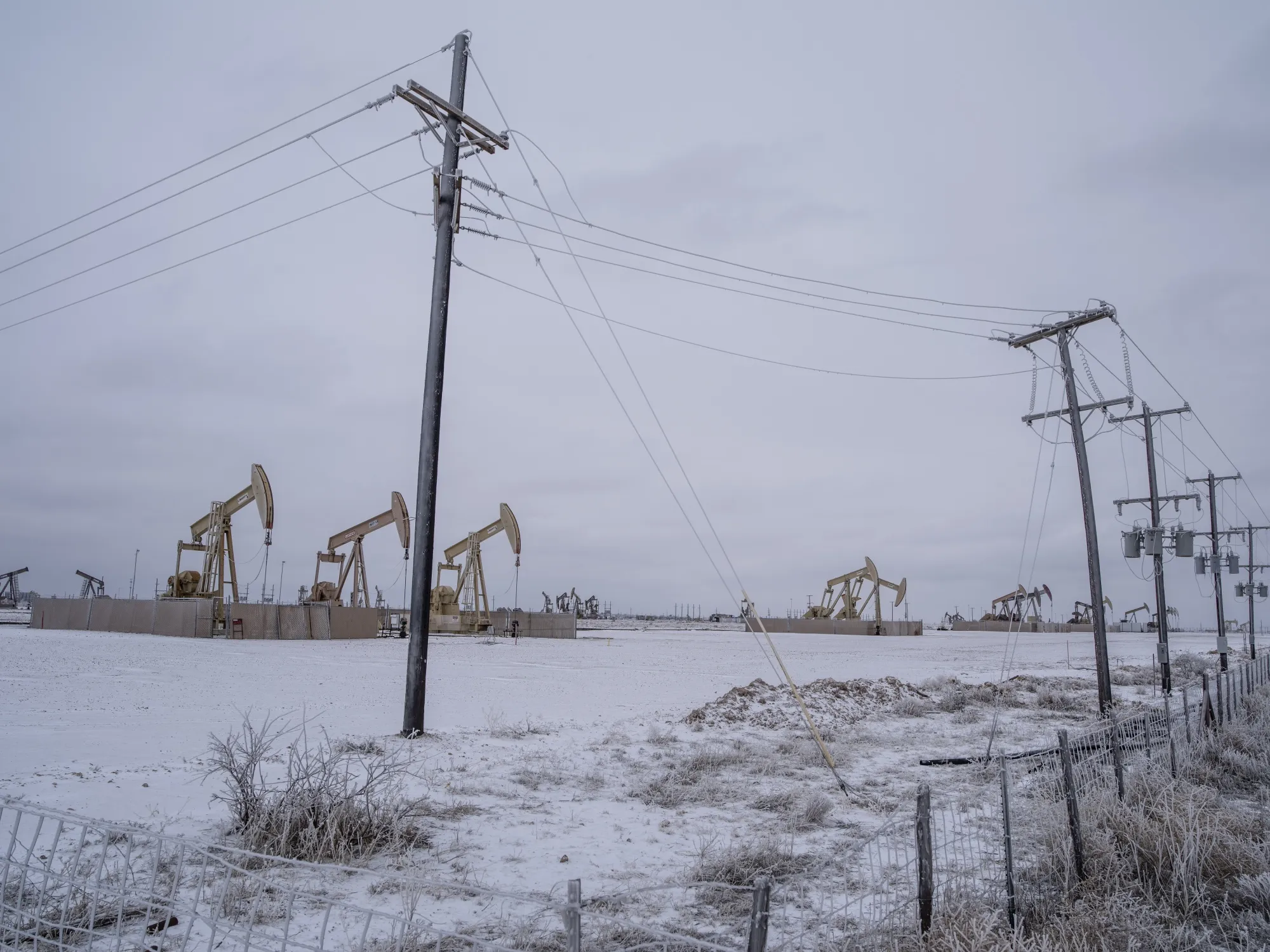 Pump jacks in the Permian Basin in Midland, Texas.