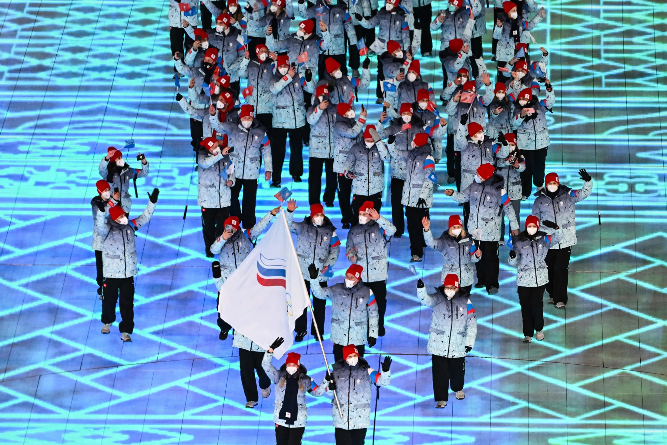 Athletes&nbsp;of the Russian Olympic Committee (ROC) during the opening ceremony of the Beijing 2022 Winter Olympic Games&nbsp;in Beijing, on Feb.&nbsp;4, 2022.