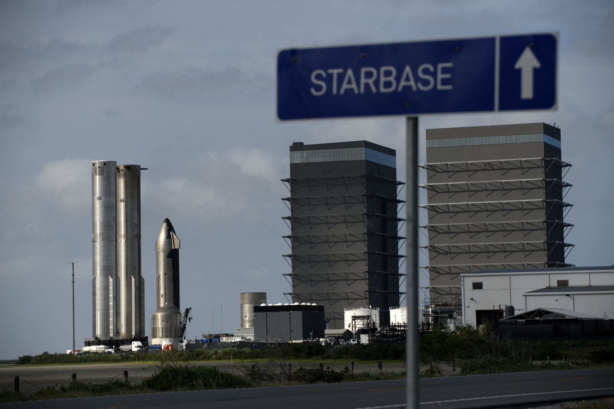 The SpaceX Starbase industrial complex and rocket launch facility in Boca Chica, Texas.