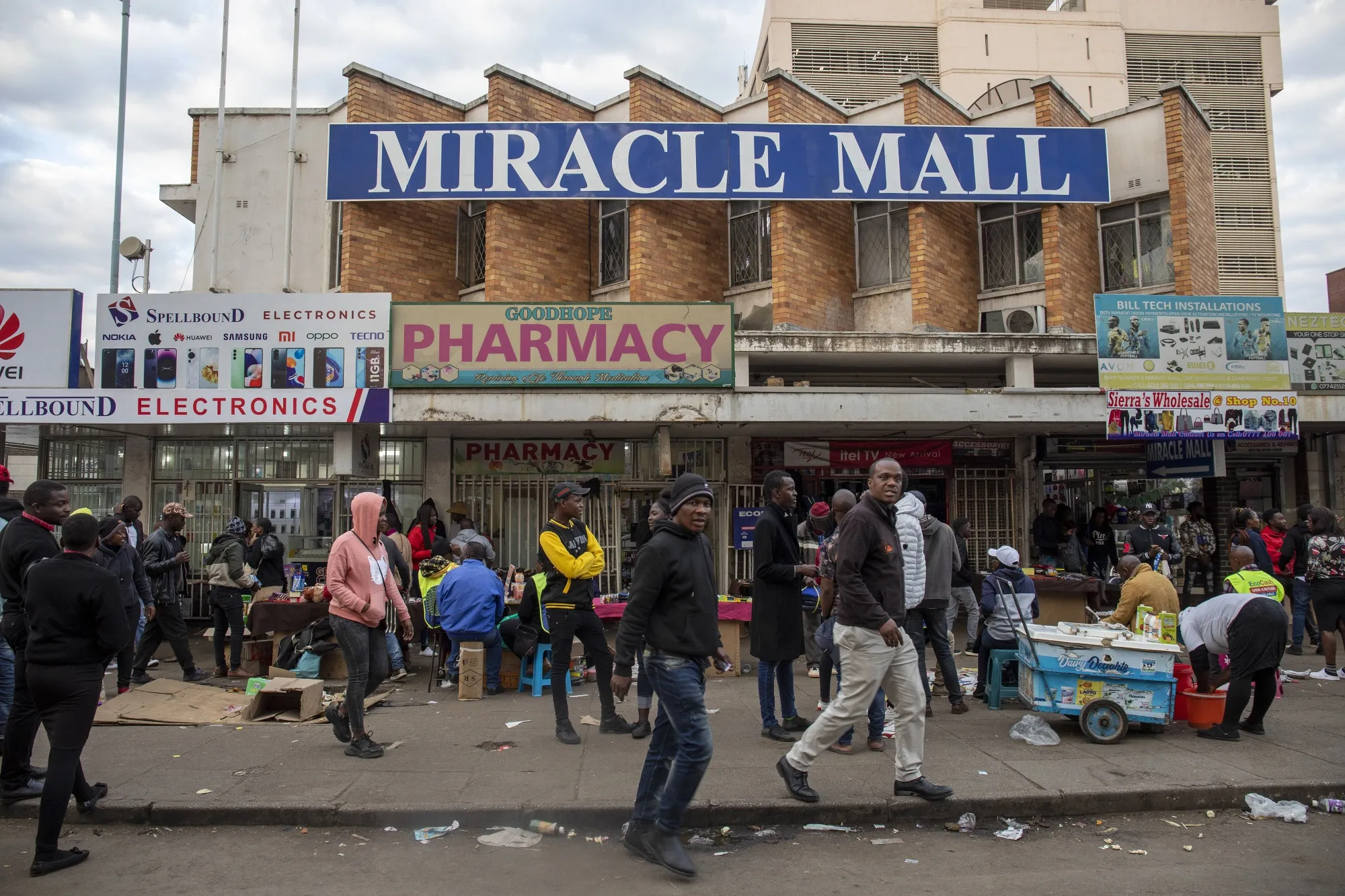 The business district of Harare, Zimbabwe.