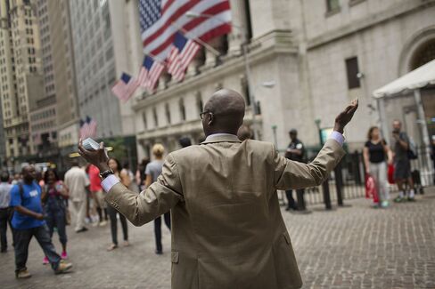Outside The NYSE As U.S. Stocks Decline, Jobs Report Brings Little Clarity on Fed