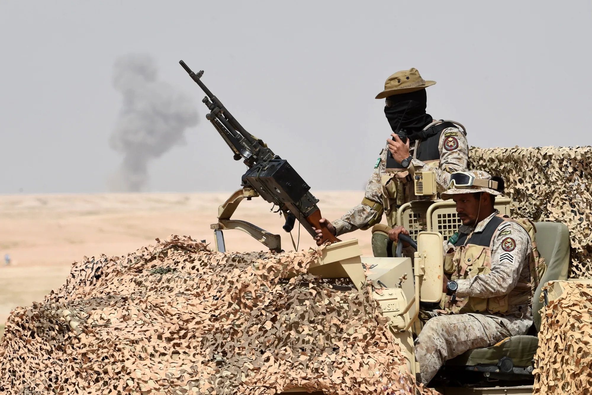 Special forces look on during&nbsp;military exercises in Hafar al-Batin, Saudi Arabia.