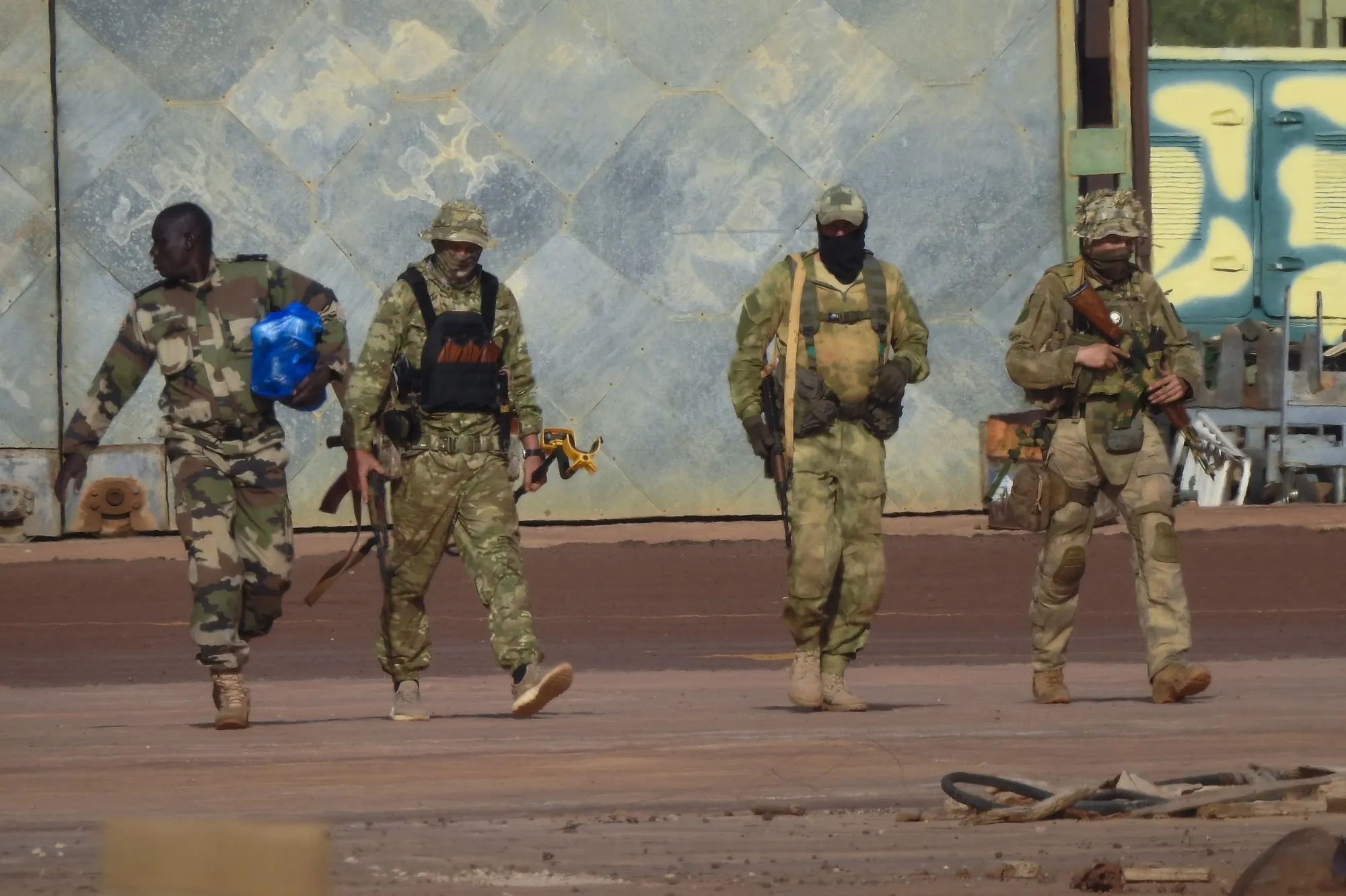 An undated photo of Russian mercenaries&nbsp;from Russia's Wagner Group in northern Mali.&nbsp;