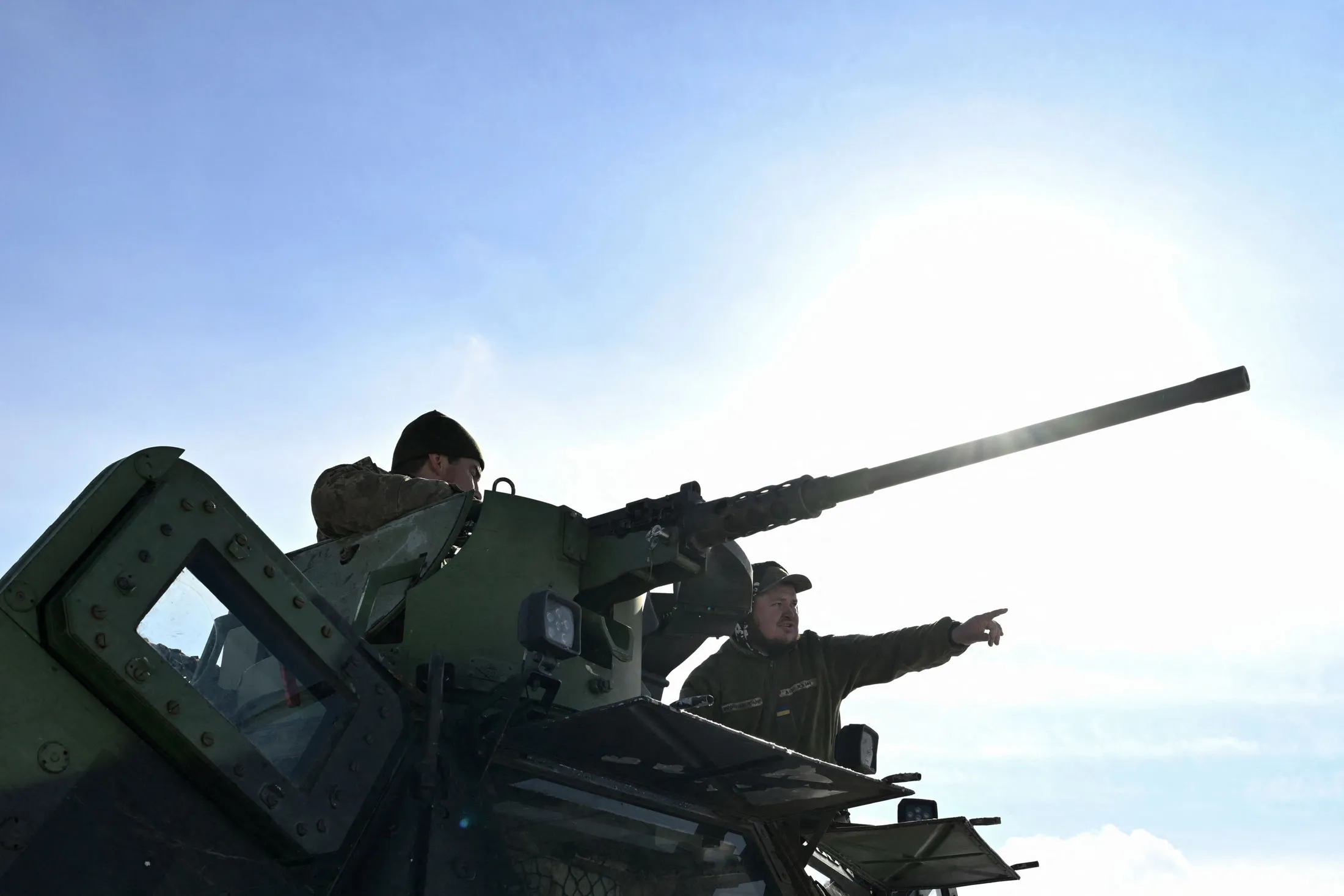 Ukrainian servicemen at an undisclosed location in Donetsk region in February.