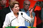 Reelected Brazilian President Dilma Rousseff gives a speech after her win on Oct. 26