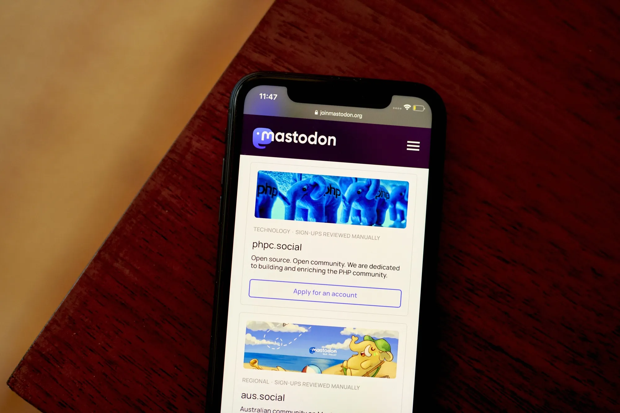 The Mastodon website.