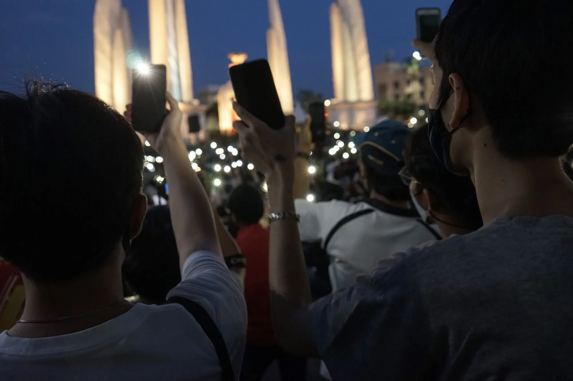 An anti-government demonstration at the Democracy Monument in Bangkok on July 18, 2020.