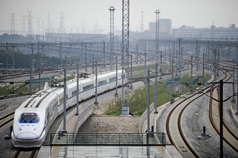 A high speed train leaves Wuhan station