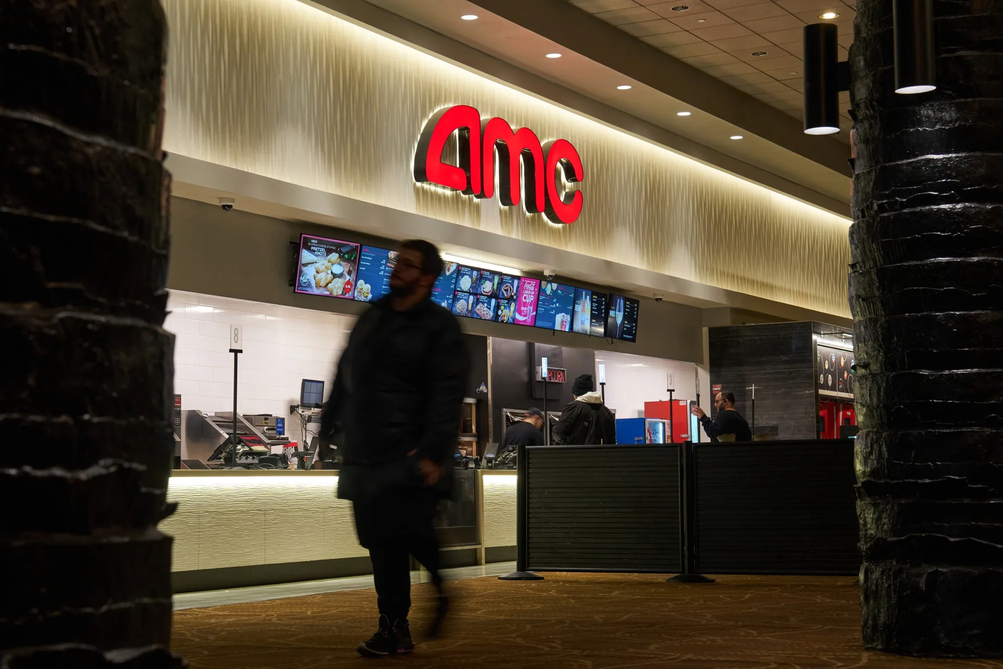 An AMC movie theater in New York in 2024.