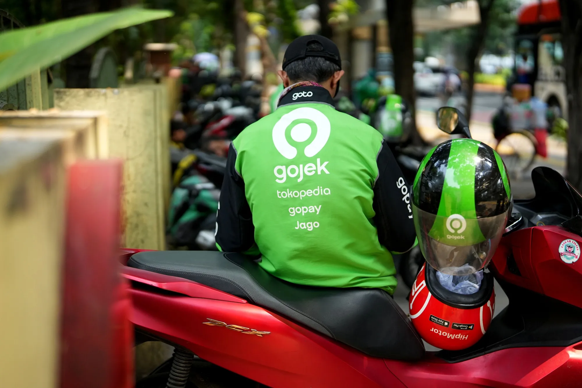 A Gojek driver in Jakarta.