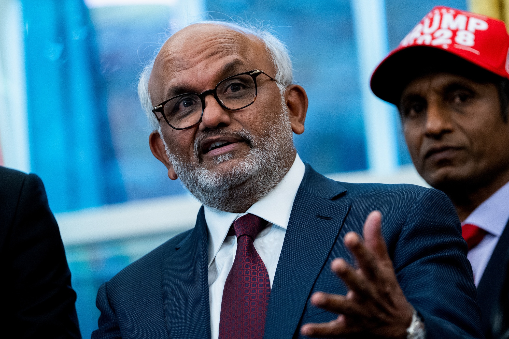 Shantanu Narayen, chairman and chief executive officer of Adobe Systems Inc., during a Diwali celebration in the Oval Office of the White House in Washington, DC, US, on Tuesday, Oct. 21, 2025. US President Donald Trump said Tuesday he did not want to have