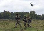 Ukrainian servicemen take part in the joint Rapid Trident military exercises with the United States and other NATO countries near Lviv, Ukraine, on Sept. 24, 2021.