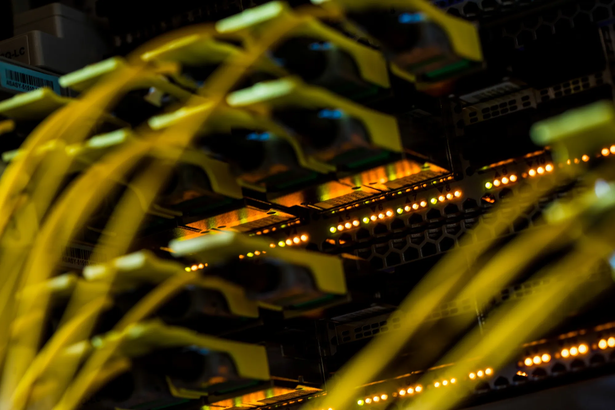 High End Data Cables Feed Into Servers