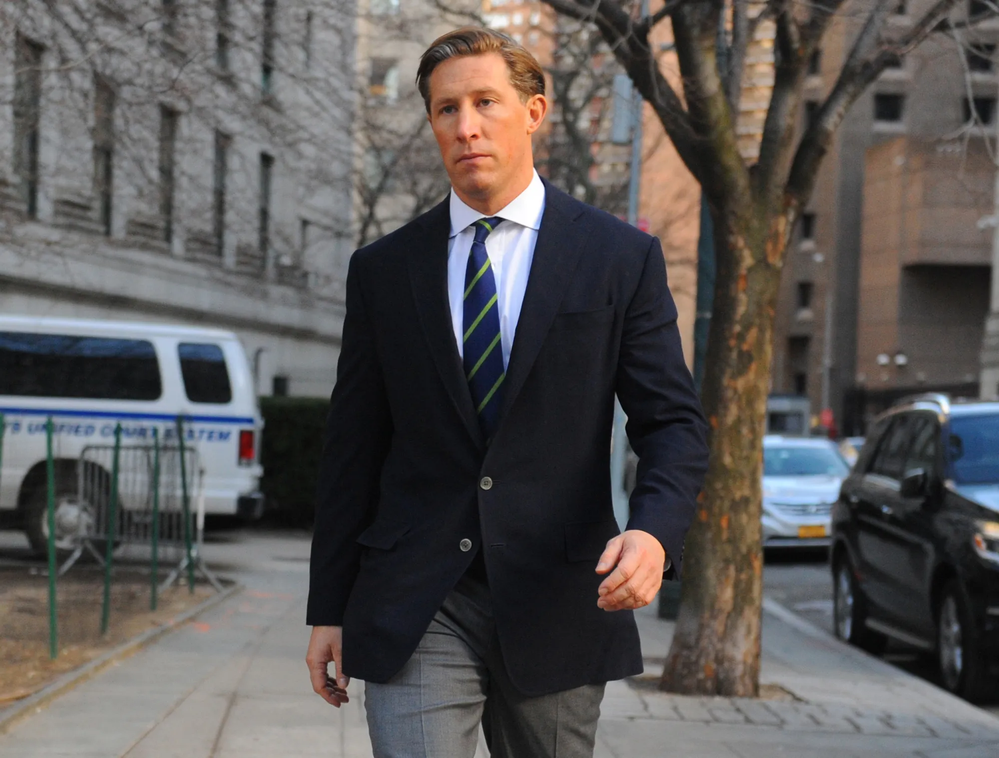 Sean Stewart&nbsp;exits federal court in New York&nbsp;on&nbsp;Feb. 17, 2017.&nbsp;