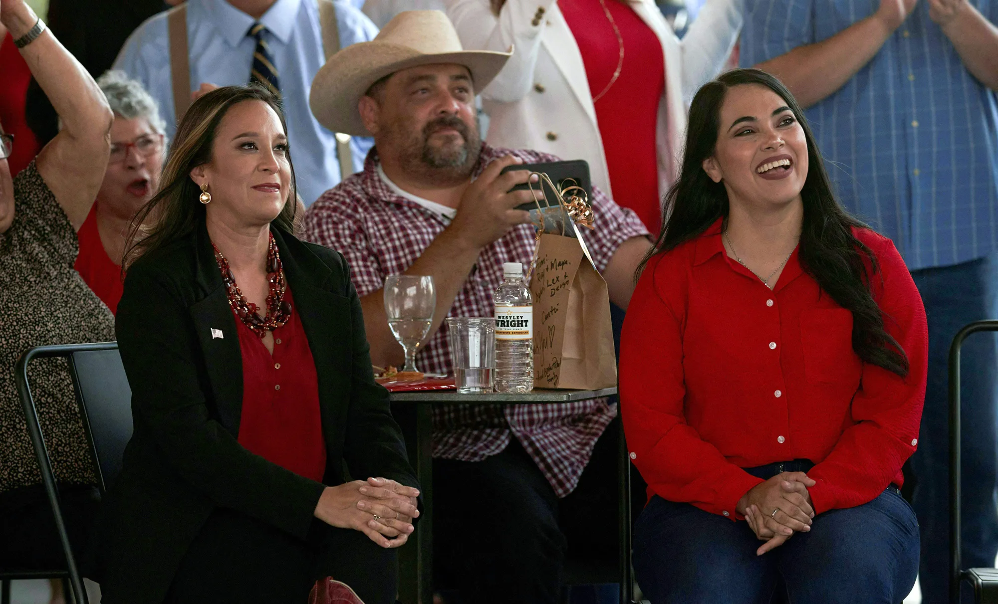 Candidates Monica De La Cruz, left,&nbsp;and Mayra Flores, right,&nbsp;attend a campaign event&nbsp;in McAllen, Texas on Oct. 10.&nbsp;