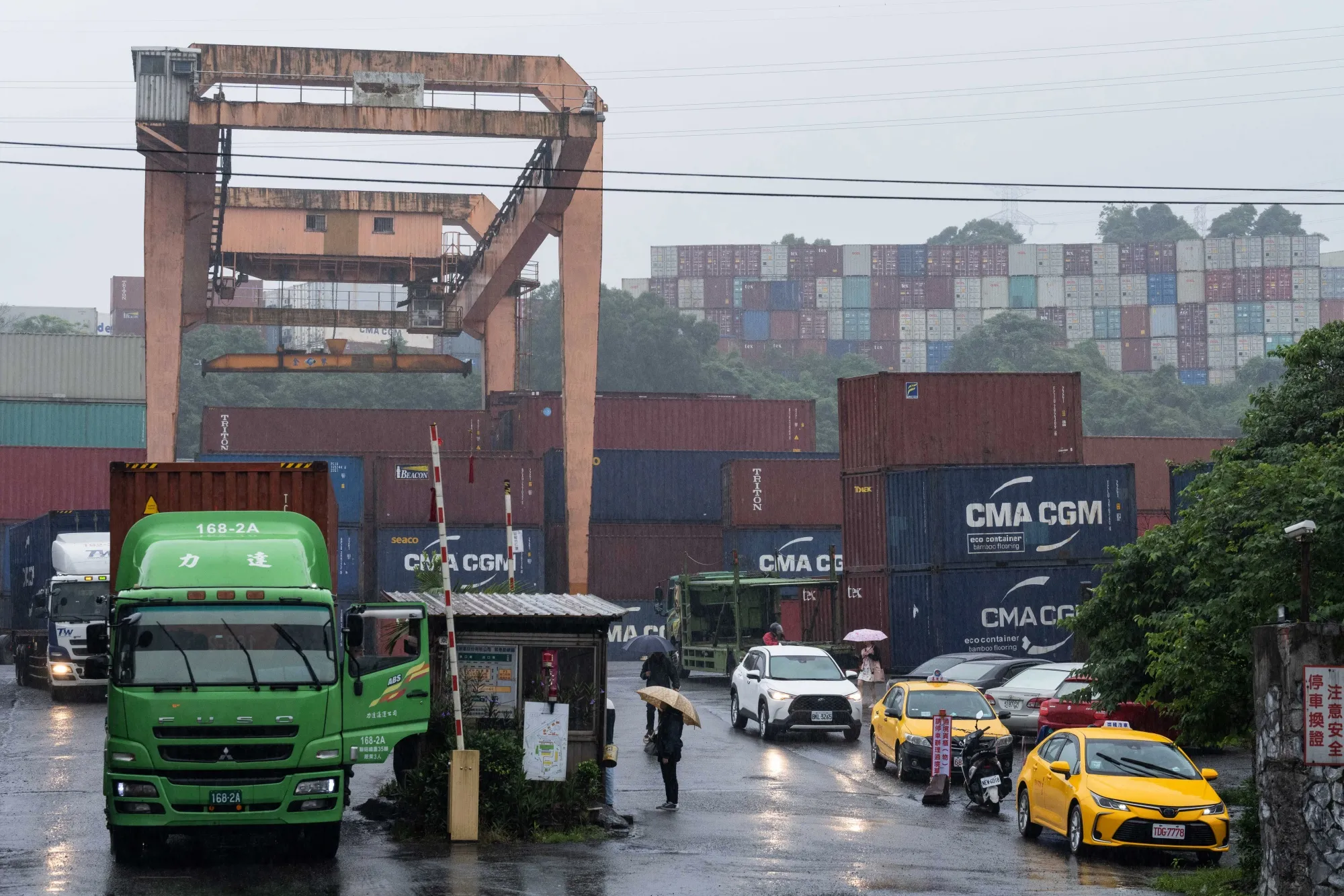 Shipping containers at a yard in New Taipei City, Taiwan.