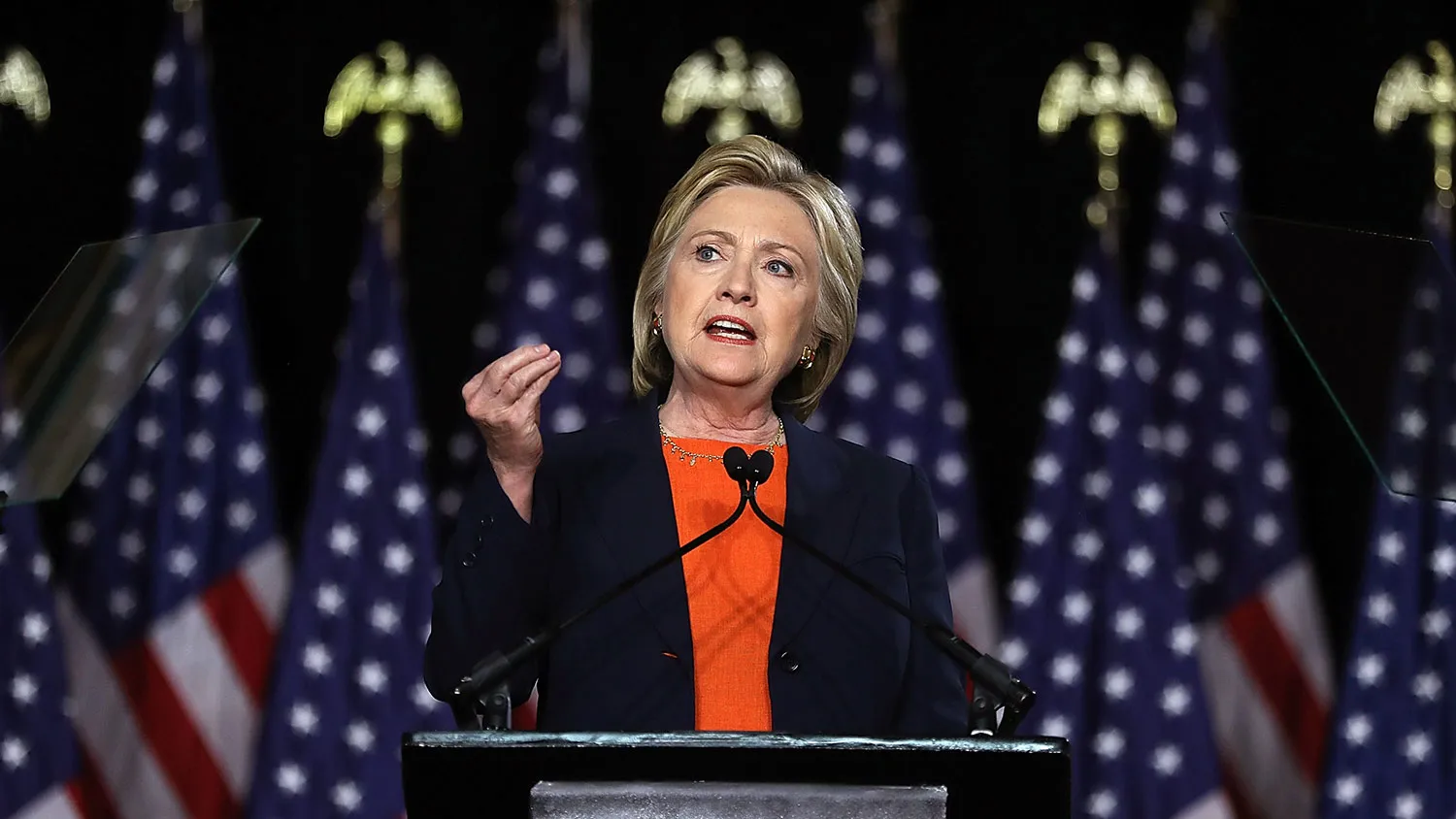 Democratic presidential candidate Hillary Clinton delivers a national-security address on June 2, 2016, in San Diego.
