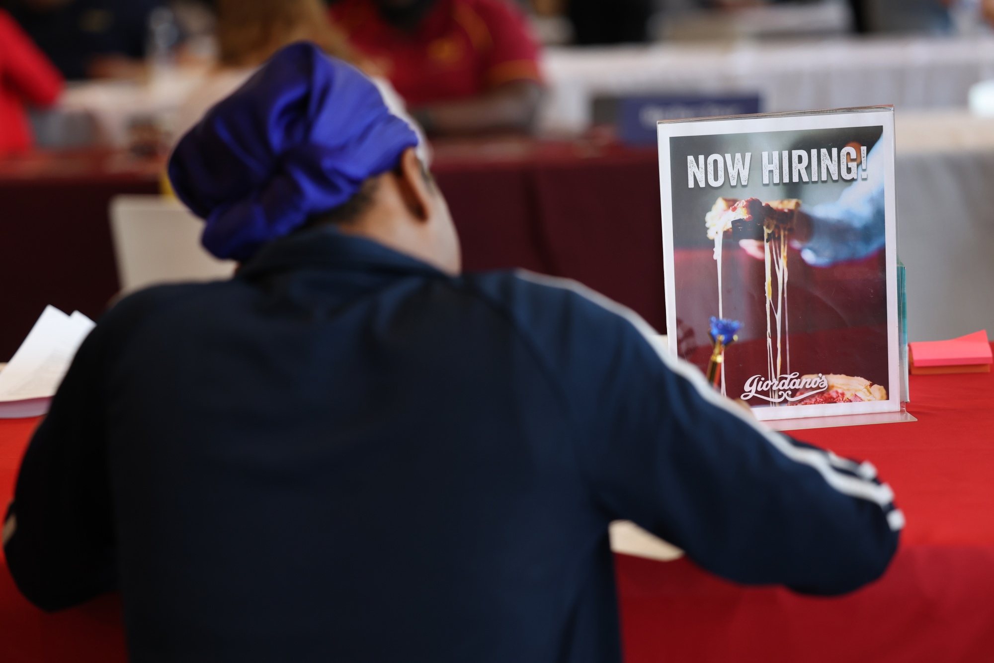 A job seeker fills out an application during a job fair&nbsp;in Chicago, Illinois.&nbsp;