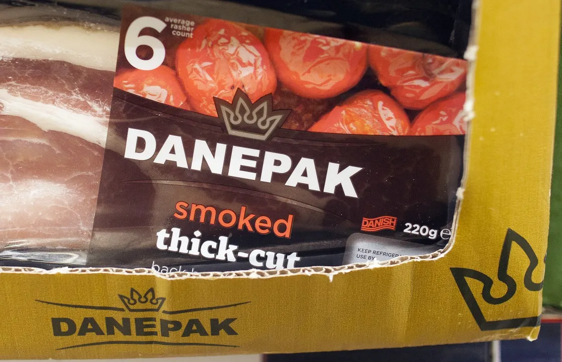 Packets of Danish Crown&nbsp;Danepak bacon.