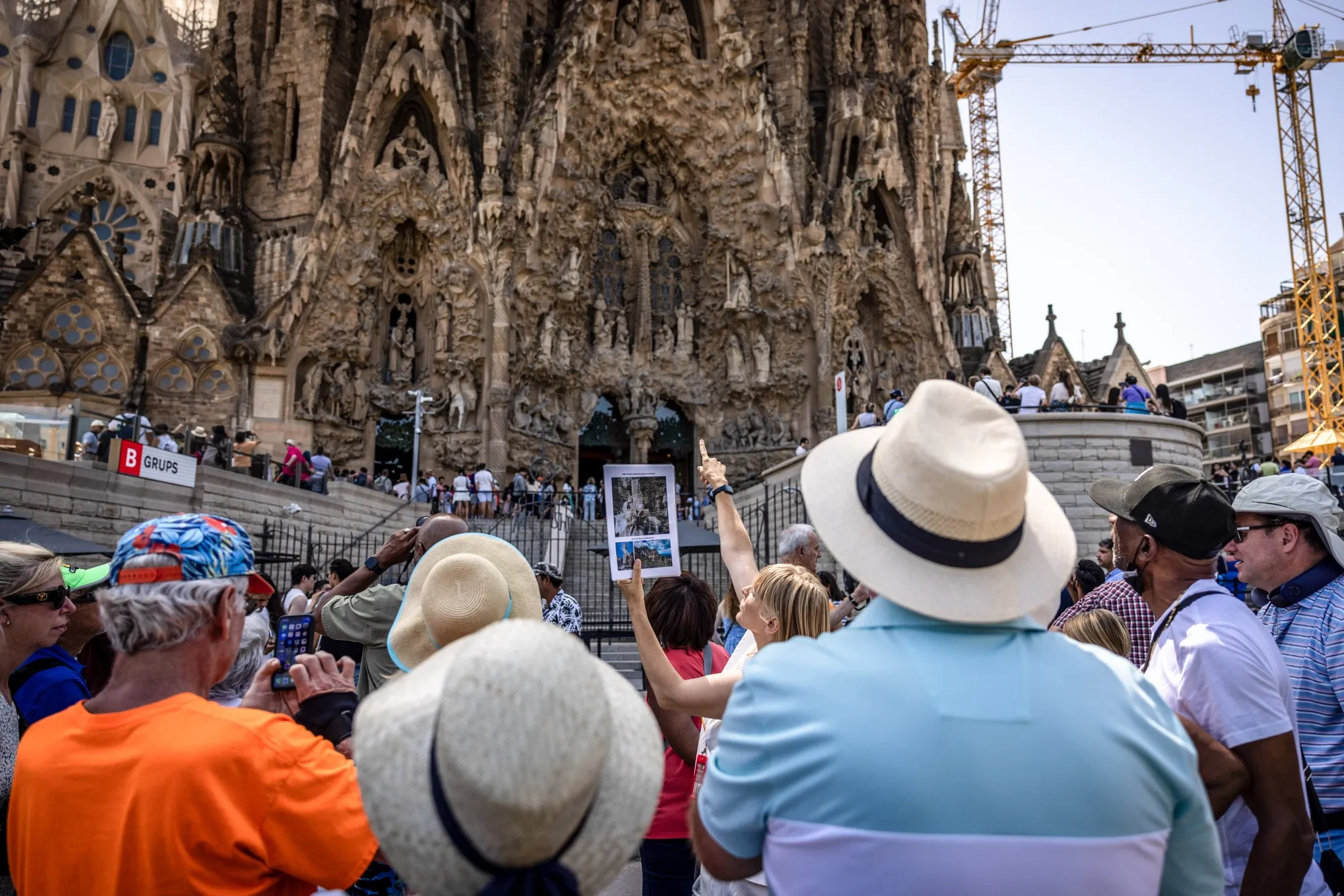 Tourists visit the Sagrada Familia church in Barcelona&nbsp;in July 2024.