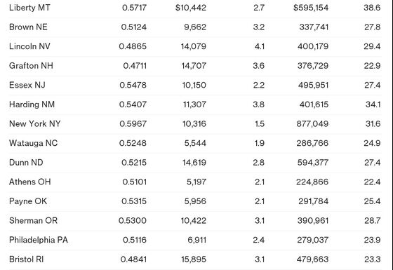 From Georgia to Delaware: U.S. County Level Income Inequality