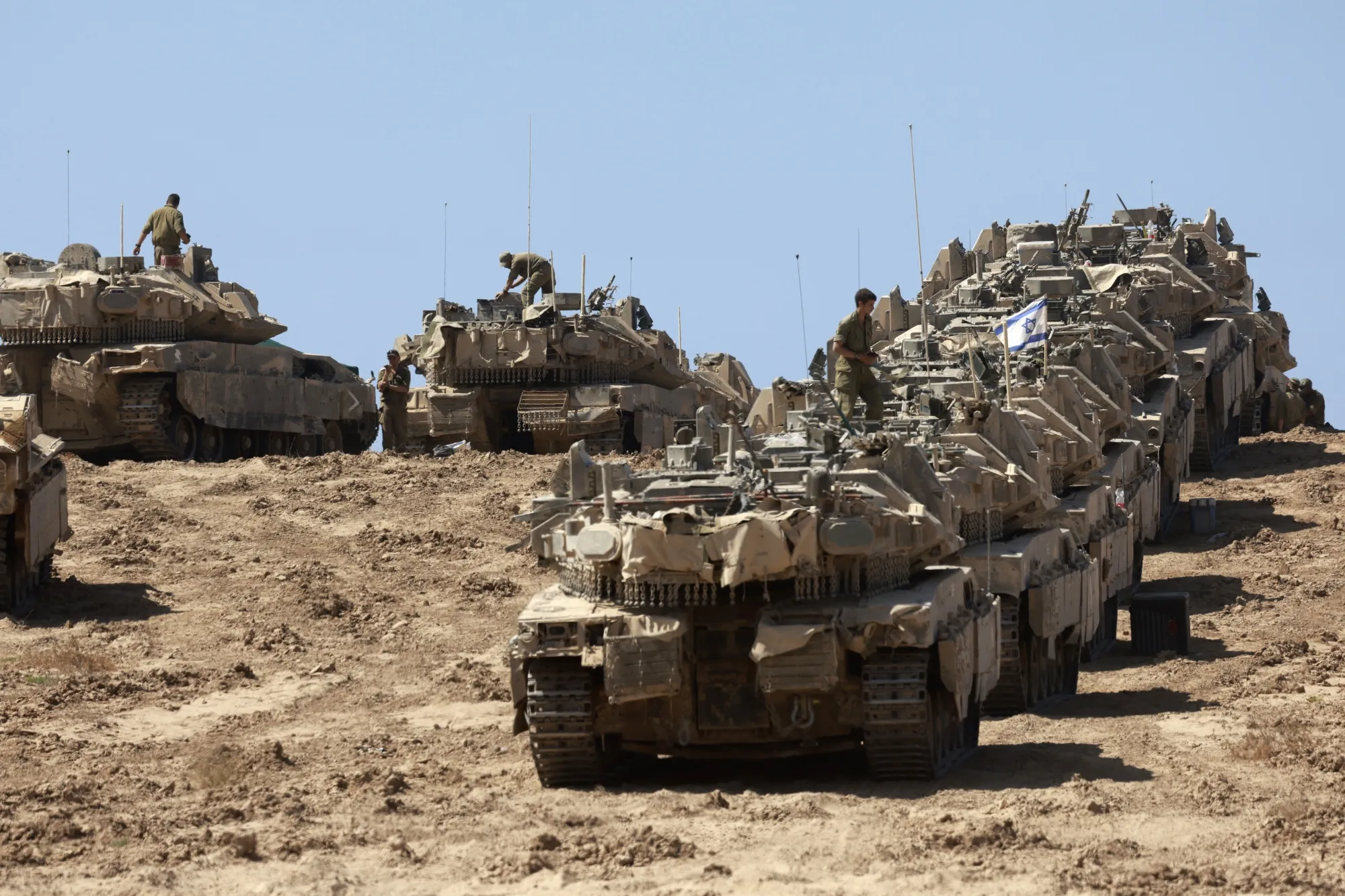 A convoy of Israeli tanks deployed at Israel's border with the Gaza Strip on Sept. 16.
