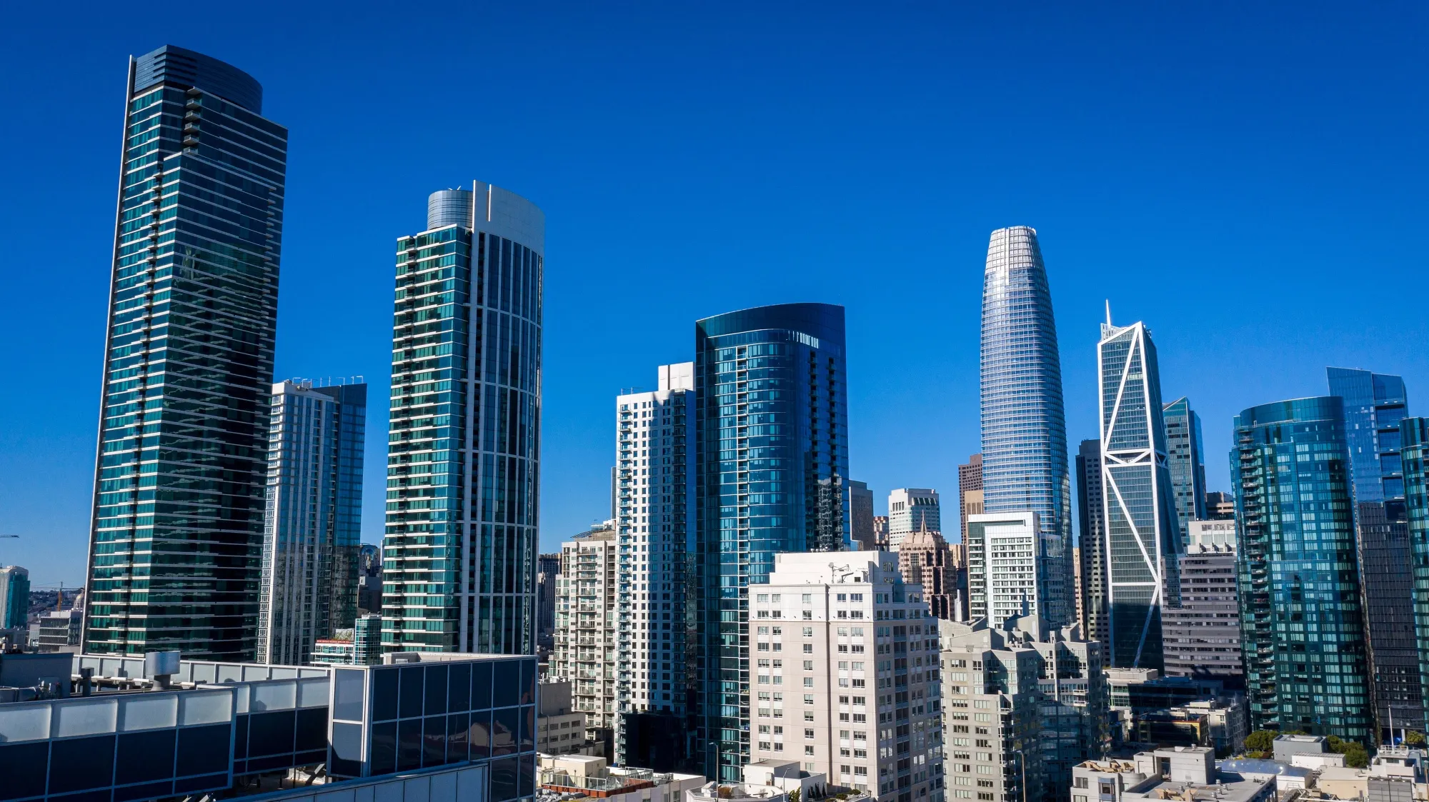 Highrise buildings in the Financial District of San Francisco.