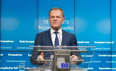 Donald Tusk speaks during the EU leaders summit.