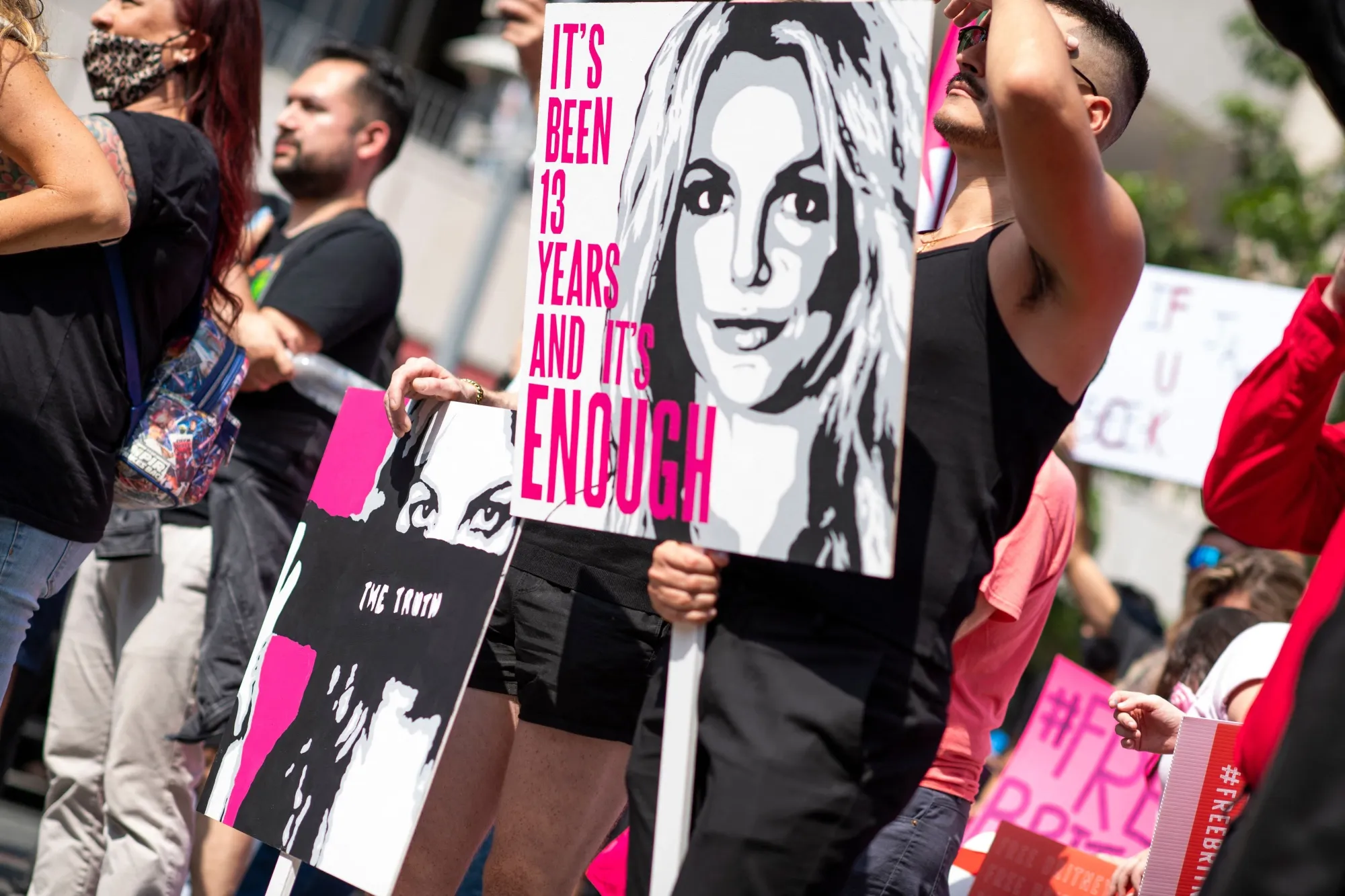 Supporters of Britney Spears protest in front of the Stanley Mosk Courthouse&nbsp;in Los Angeles, Calif.&nbsp;on Sept. 29.