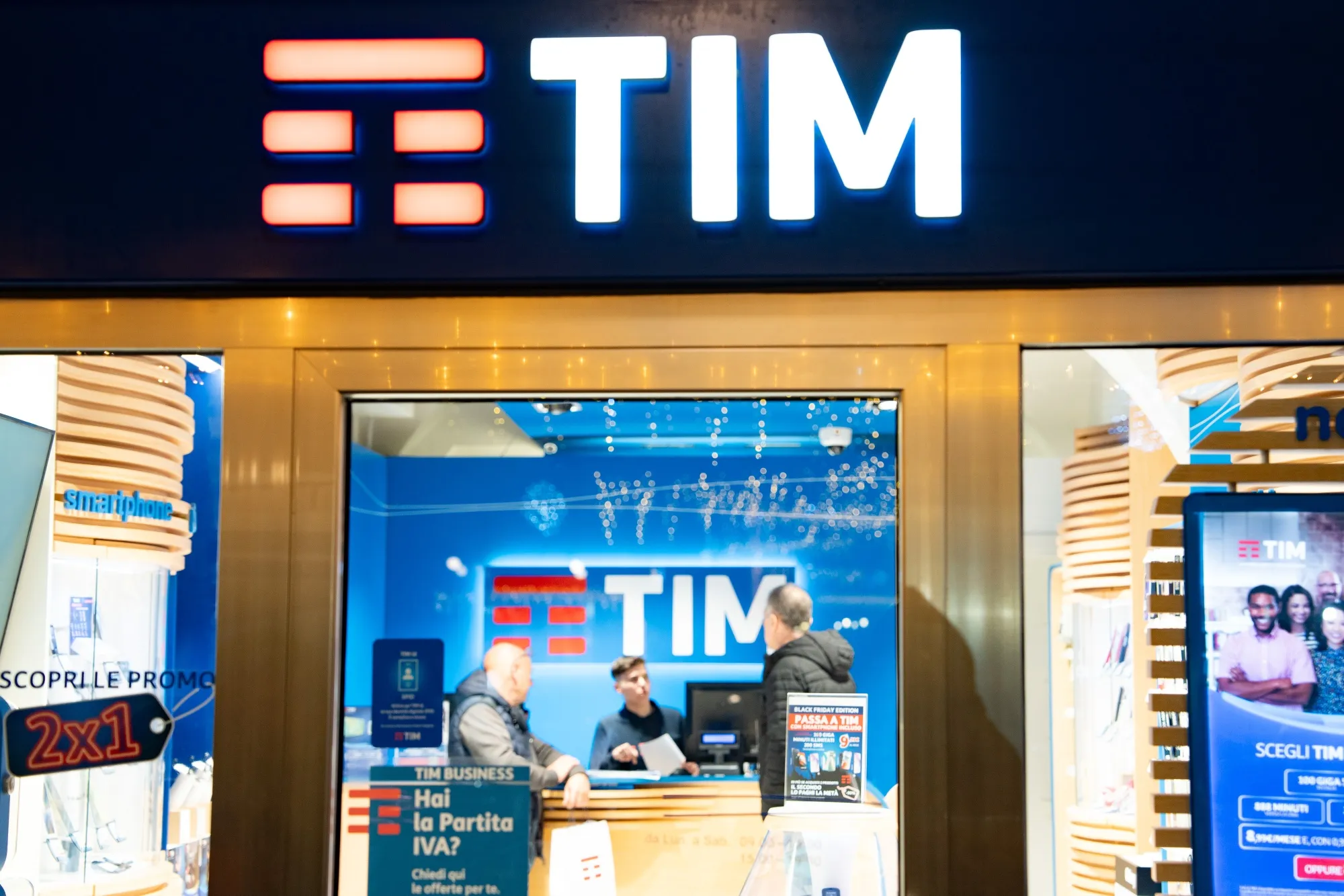 A TIM SpA store, operated by Telecom Italia SpA, in Brescia, Italy.