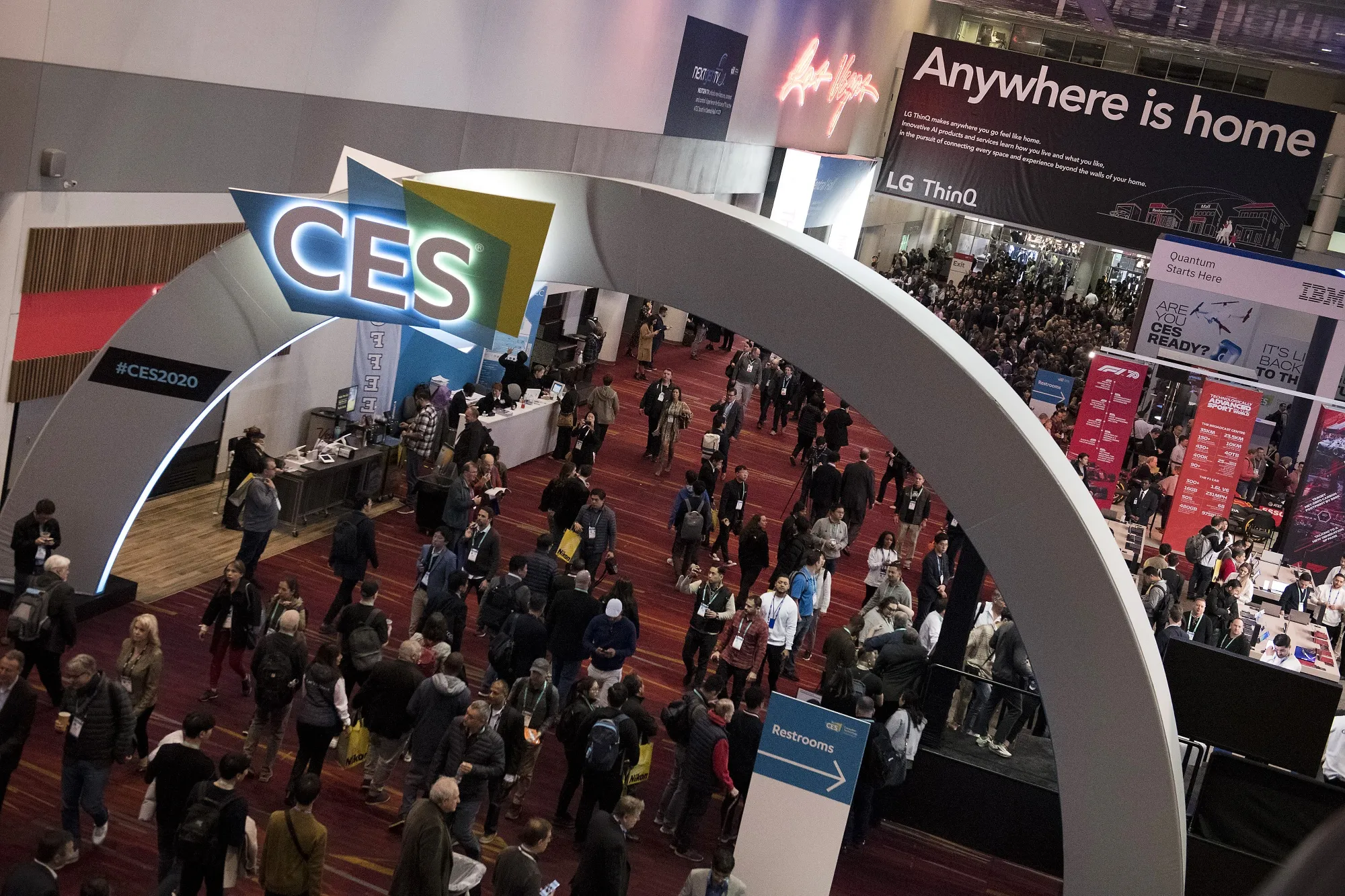 Attendees walk through a hall during CES 2020 in Las Vegas on Jan. 8.