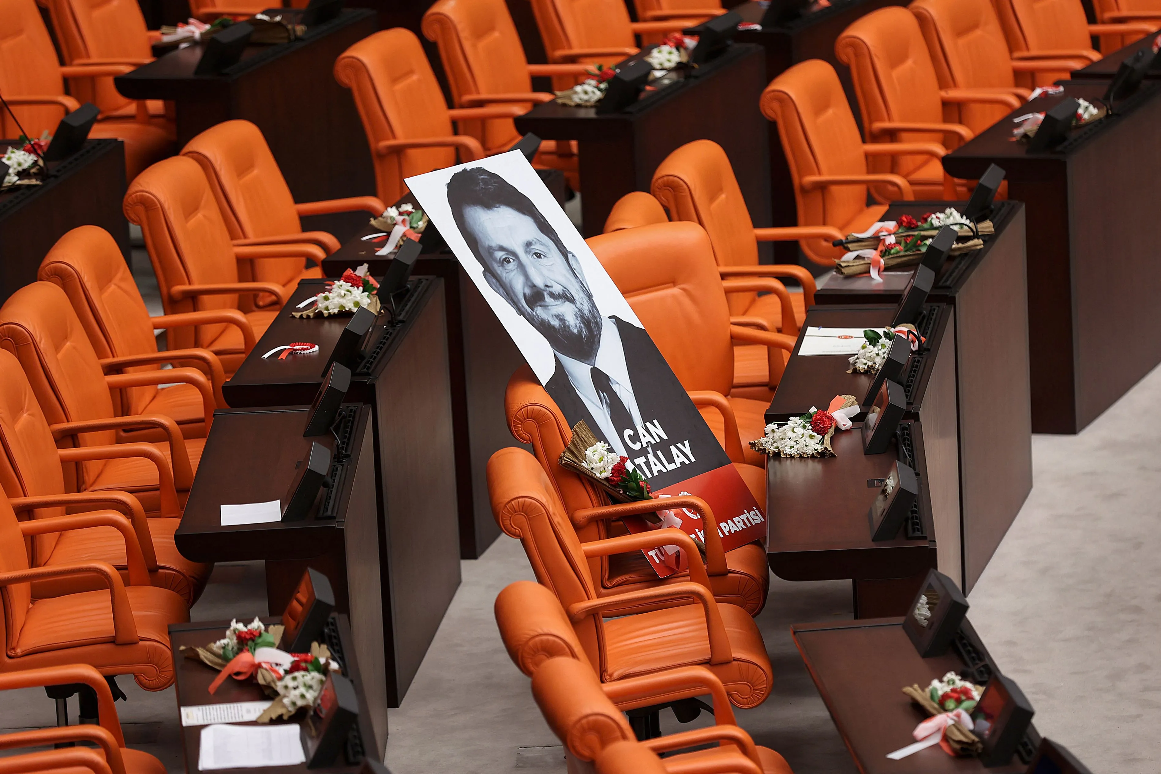 A photograph of Can Atalay at the Turkish parliament in Ankara on June 2.