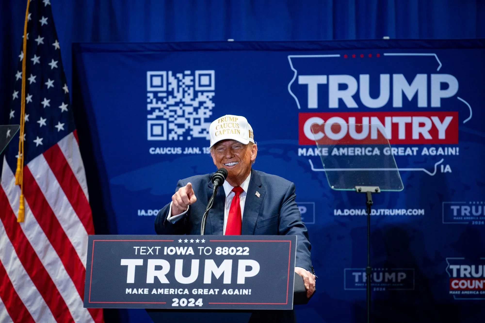 Donald Trump during a campaign event at Simpson College in Indianola, Iowa, on Jan. 14.