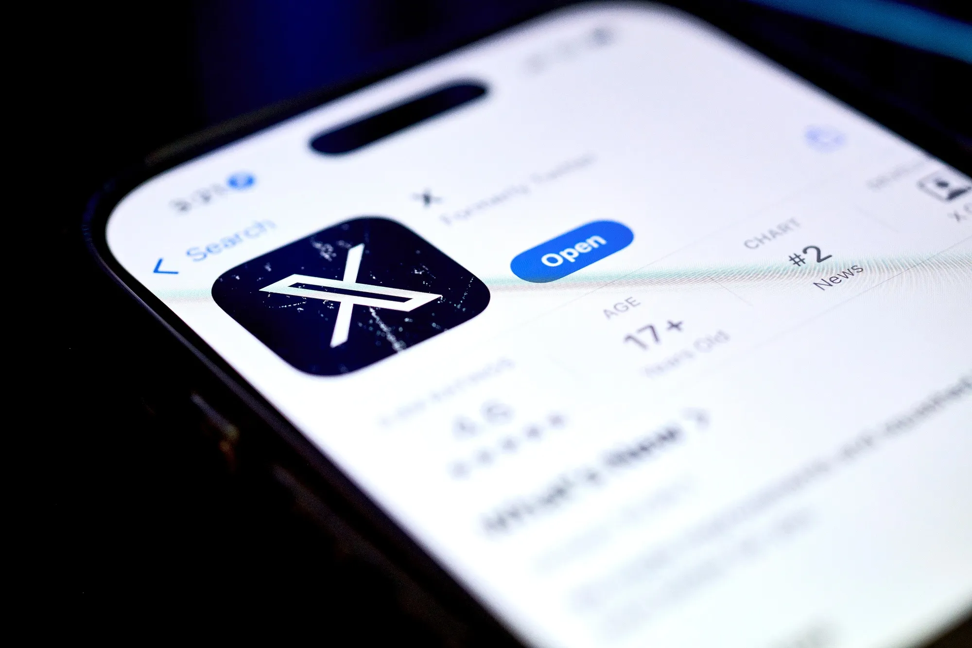 The X app in the Apple App Store.