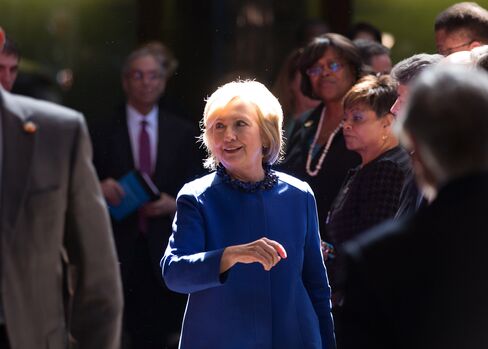 Hillary Clinton Speaks To Forum At Columbia University In New York