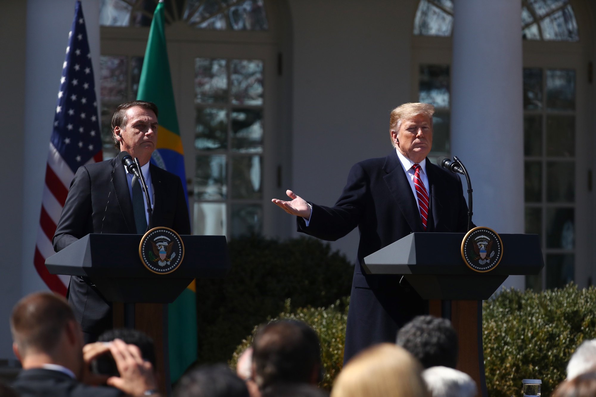 Donald Trump and Jair Bolsonaro in the Rose Garden on March 19.