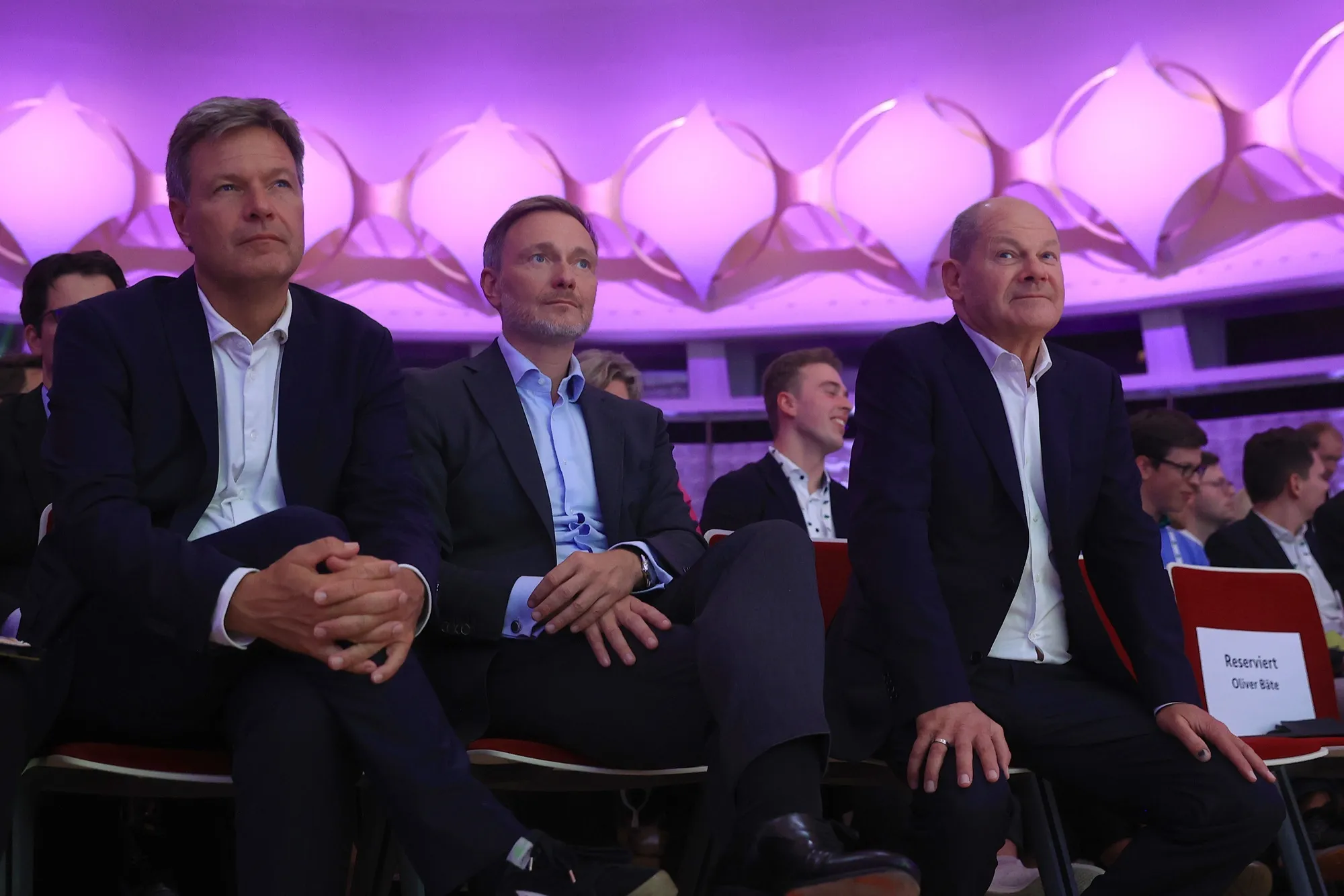 Robert Habeck, left, Christian Lindner, center, and Olaf Scholz.
